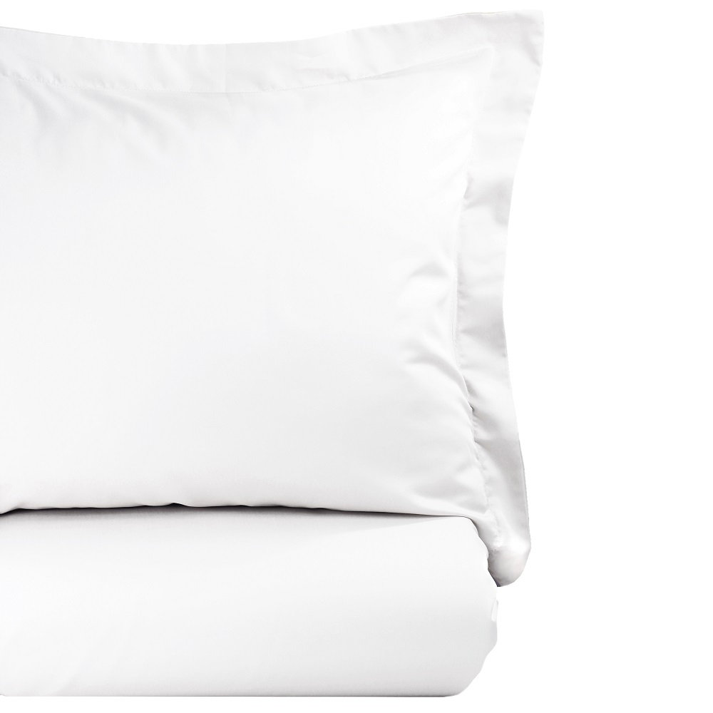 Austri Sateen Duvet Cover Set, White, Queen Duvet Cover + 2 Standard Shams