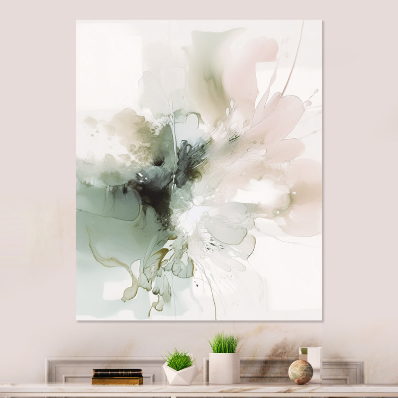 «Green and Cream Essence of Modernity I», impression sans cadre sur métal, H 32 po x l 24 po