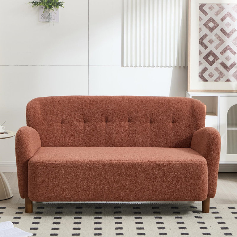 59'' W Modern Upholstery Teddy Sofa Loveseat, Orange