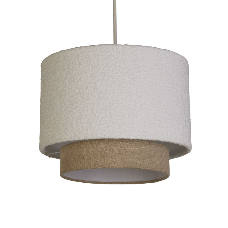 24cm H Boucle And Linen Outer, Plastic Inner Traditional in White And Gold