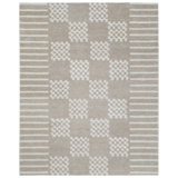 Rectangle Geometric Hand Tufted Wool Area Rug in Ivory/Gray