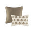 Édredon double / grand avec 5 pièces à rayures et coussins décoratifs, brun. Tissu, oreillers lavables à la machine en microfibre-122455652