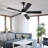 52 inch Black Ceiling Fans with Led Lights and Remote/app Control, 3CCT Dimmable, Reversible DC Motor, Noiseless, 5 Double-sided Ceiling Fan for Bedroom, Indoor/Covered Outdoor Use-117580823-117580824