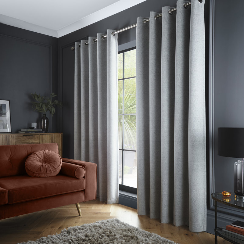 Velvet Chenille Dimout Room Darkening Curtain Panel Pair, 66" Width x 54" Drop (168 x 137cm)