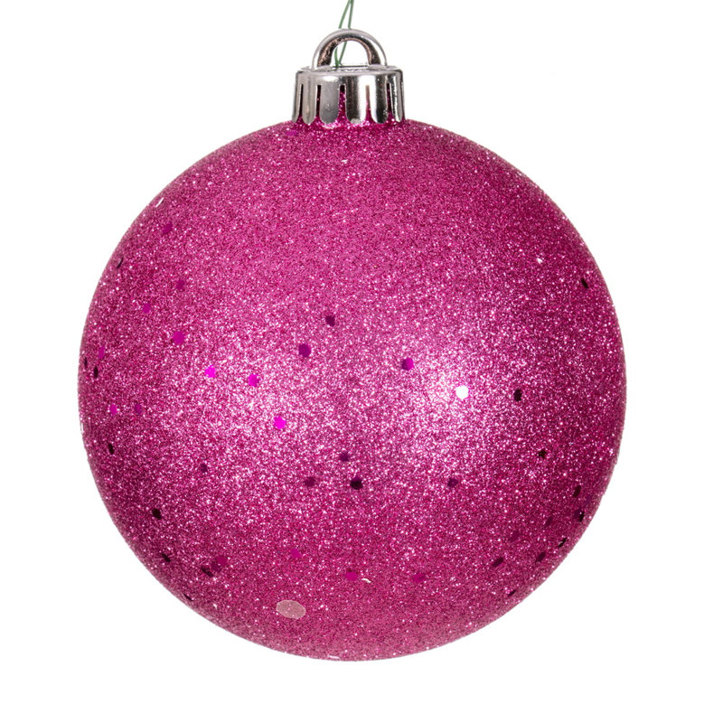 Ornement de Noël en forme de boule, H 8 po x l 8 po x P 8 po, Rose vif