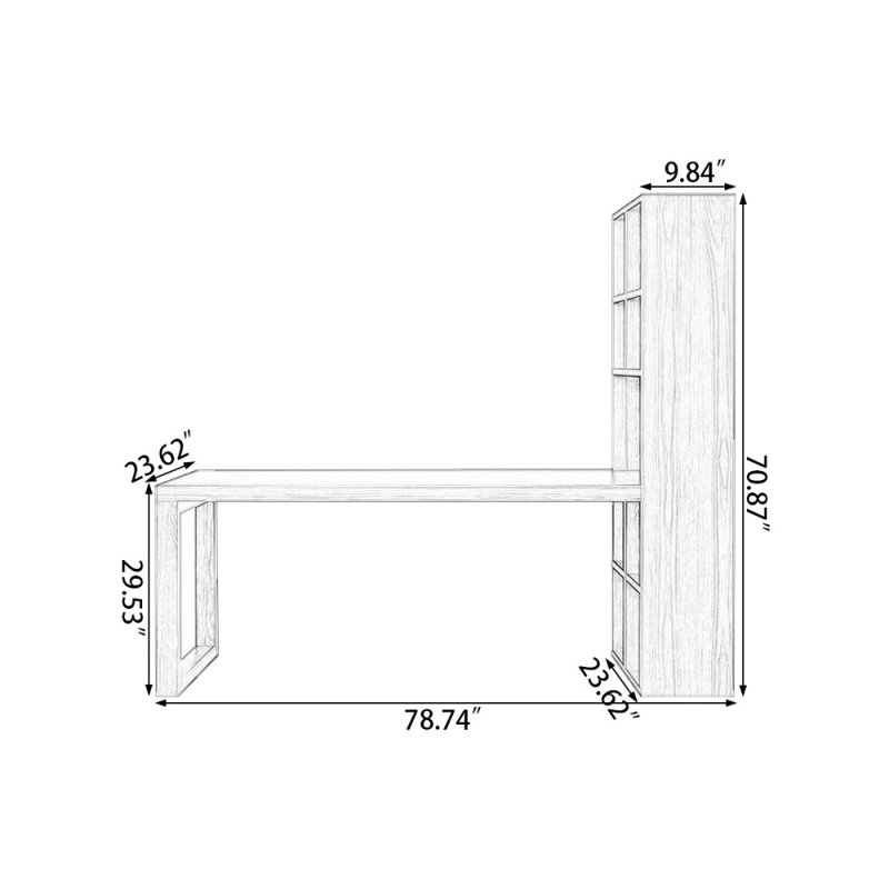 Bureaux rectangulaires en bois massif Burlywood, H 29,53 po x l 78,74 po x P 23,62 po, Retour à gauche