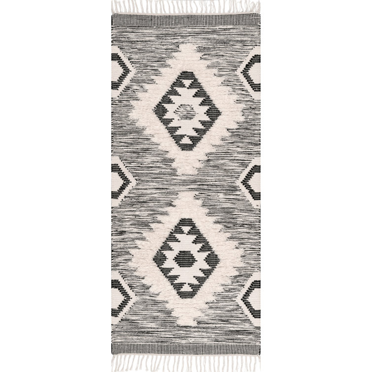 Adi Moroccan Lattice Hand-Knotted Wool Fringed Gray Area Rug