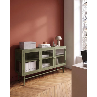 Glass Display Sideboard Argyrios Metal 115 cm Green