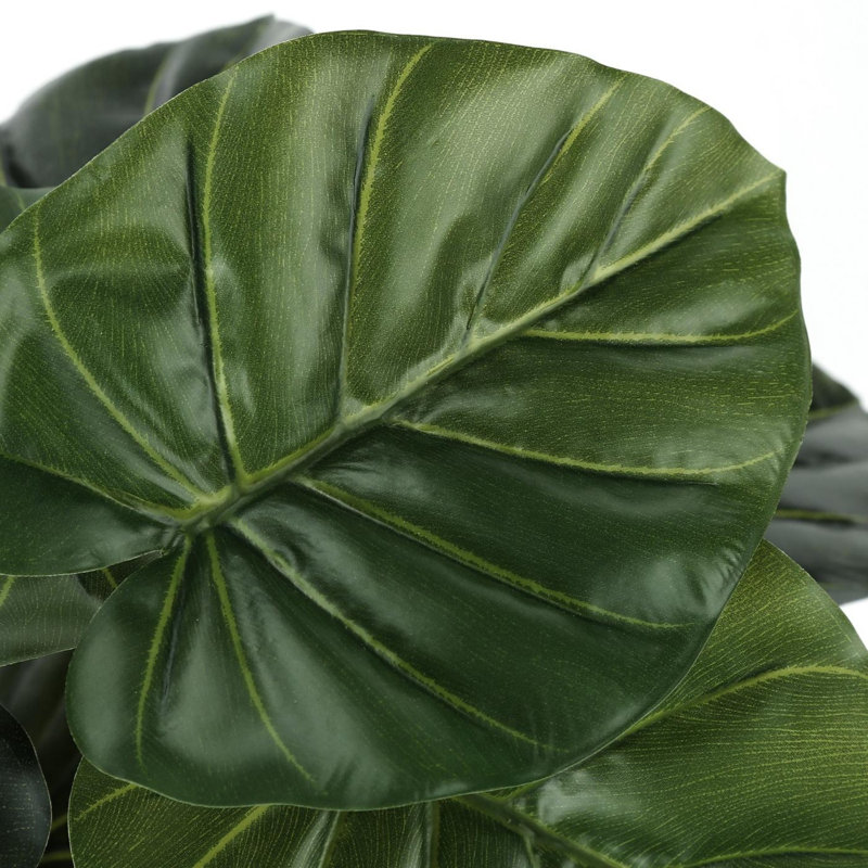 24" Tall Green Alocasia Faux Plant in Black Pot