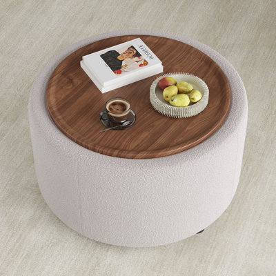 28.1" Teddy Round Coffee Table with Storage