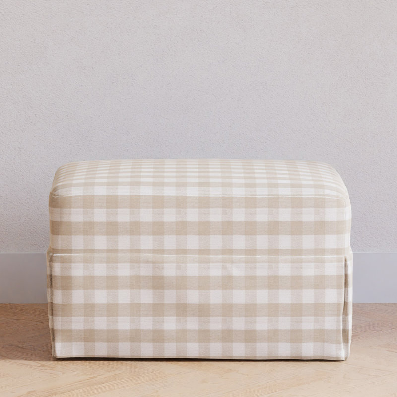 Crawford Upholstered Ottoman, Tan Gingham