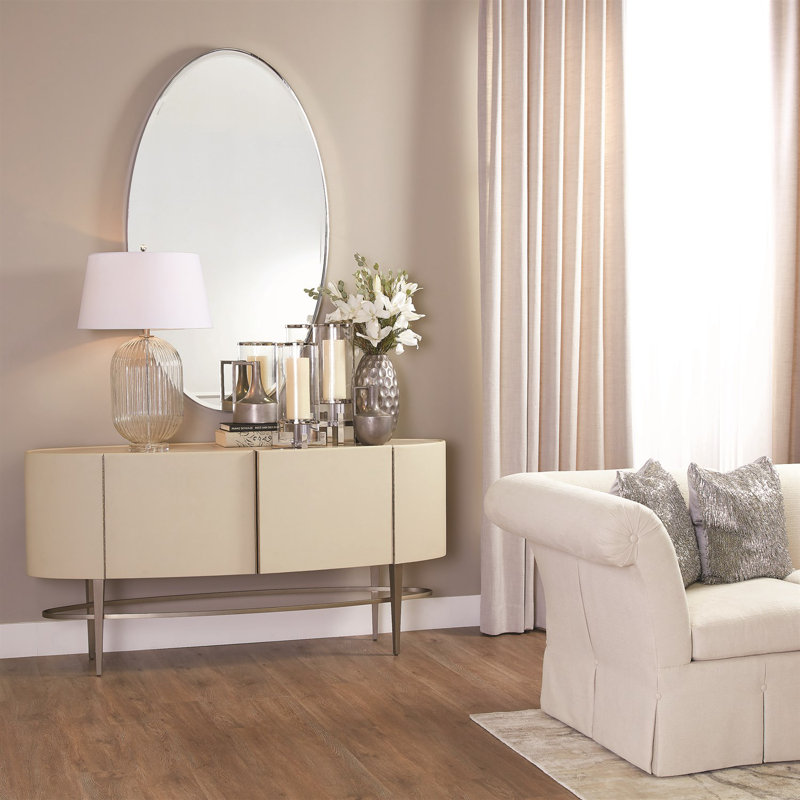 Miroir ovale allongé - nickel, H 63 po x l 35,5 po