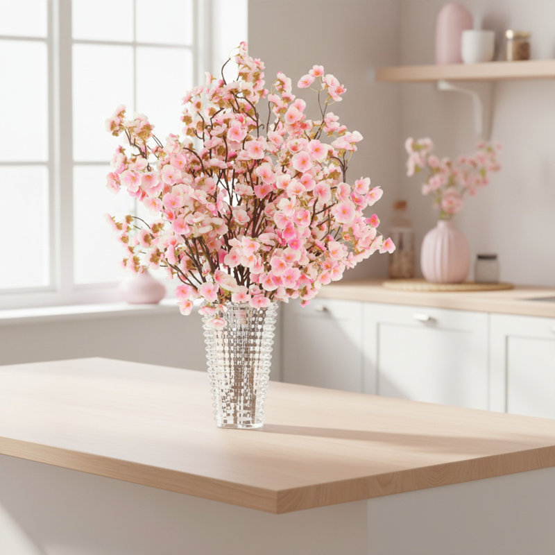 Cherry Blossom and Glass Vase Bundle