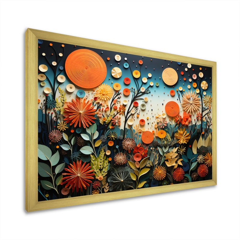 Orange orange Mid Century Natures Harmony III - Art abstrait Mid-Century, Cadre doré à une seule photo