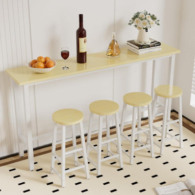 Ensemble de salle à manger à hauteur de comptoir pour 4 personnes, ensemble de table de bar 70 po avec 4 tabourets