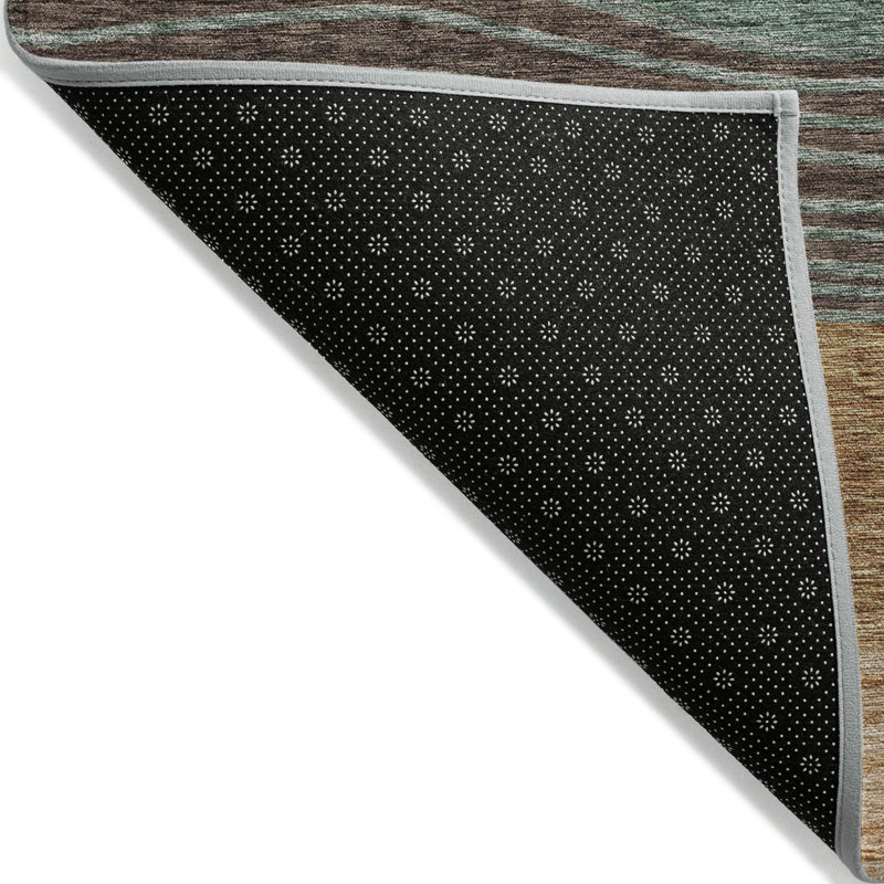 Tapis extérieur lavable rayé 8 pi en cuivre et beige Terra Cotta