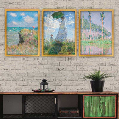 Stunning Decorative Framed Painting Set (3 Pieces), 21.7 x 29.5 Inches Each | 100% Wooden Frame with 0.8 Inch Polystyrene | UV Digital Printing | Perfect for Living Room, Office & Gallery Wall Decor