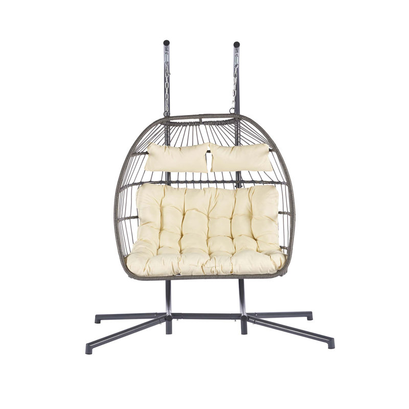 Candius 2 Person Egg Chair with Stand, Beige