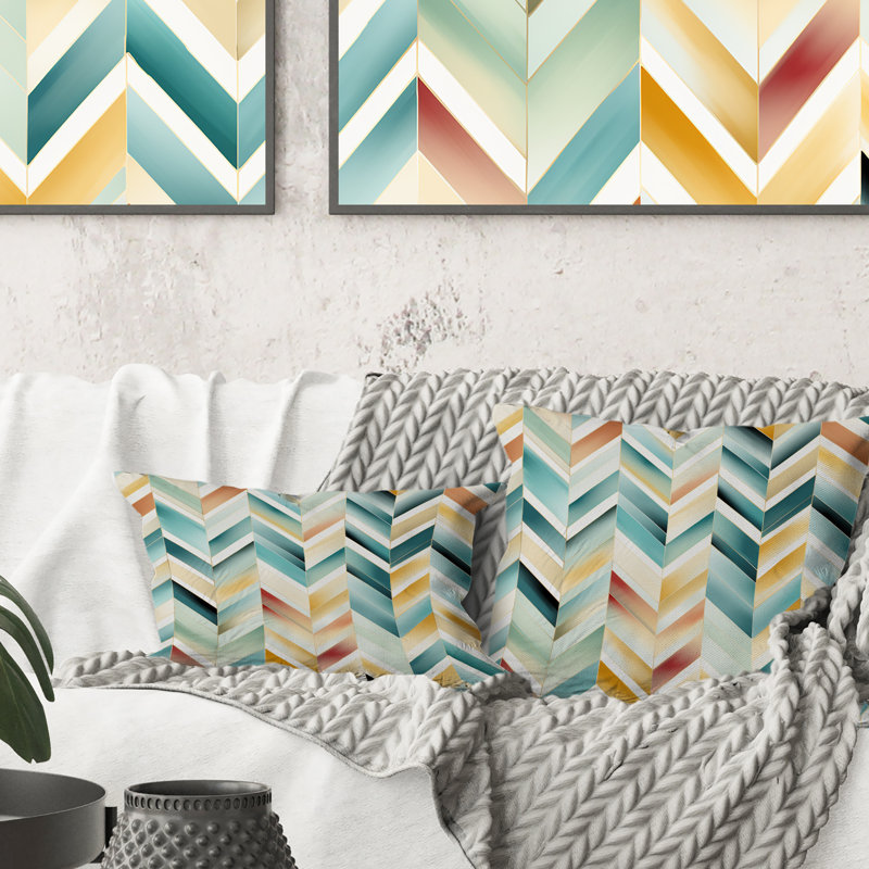 Chevron bohème rétro émeraude et beige