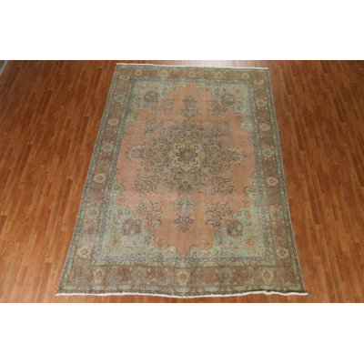 Tapis persan Tabriz patiné délavé surteint 8 x 11
