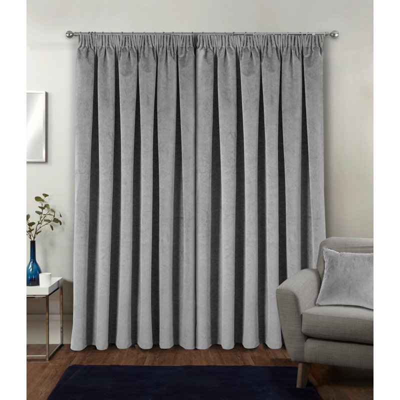 Alene Blackout Curtain Panel Pair, 168cm Width x 213cm Drop, Grey, 1