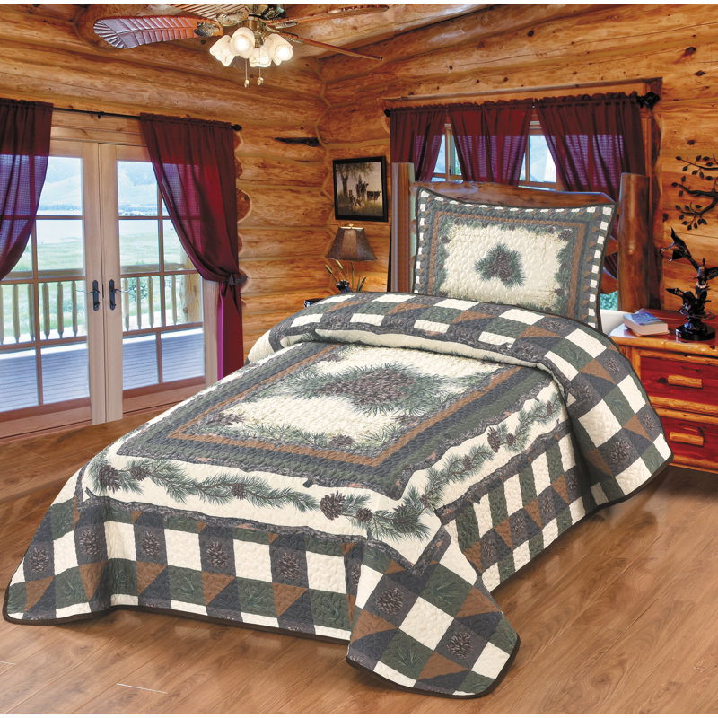 Ensemble de literie de courtepointe Pine Pin, Courtepointe simple + 1 taie décorative standard