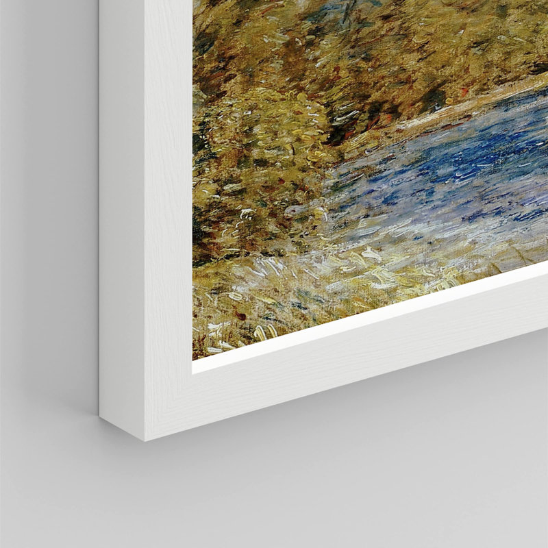 «Pastel Green Mountain River Lake» sur papier, Blanc, H 11 po x l 14 po