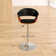 Allin Swivel Adjustable Height Bar Stool with Open Back in Faux Leather, Walnut Wood and Chrome