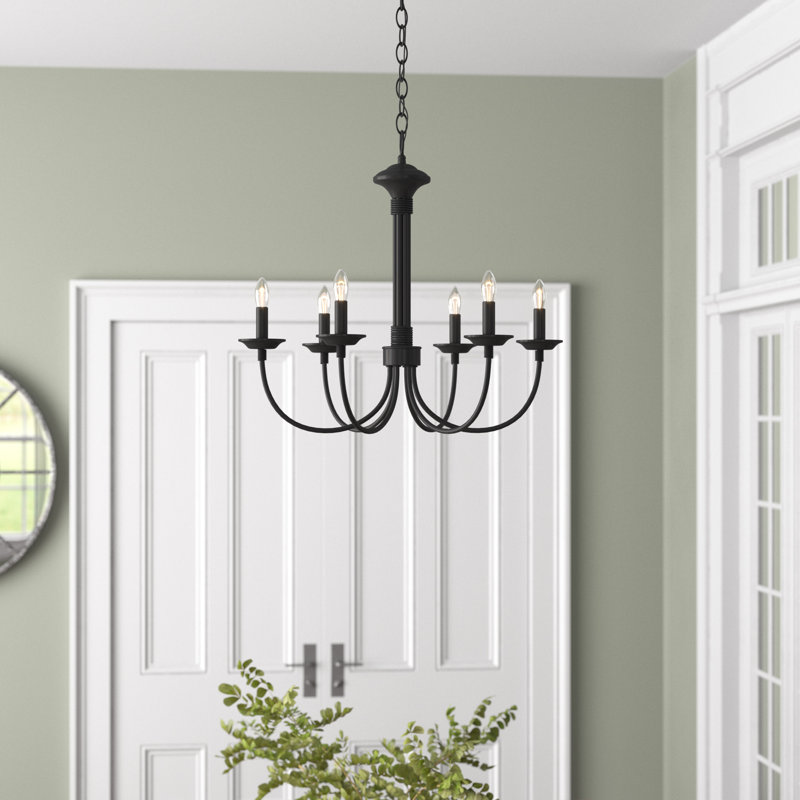 Richeson Dimmable Candle Style Empire Chandelier , Black, 6, 23" H x 23" W x 23" D