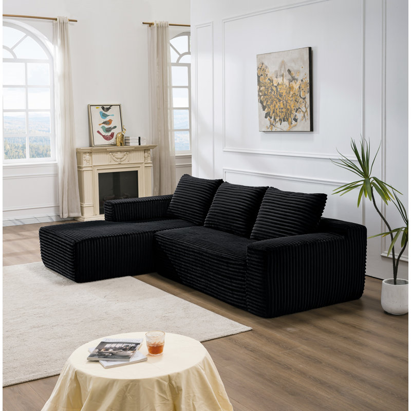 Canapé modulaire en flanelle 106,3 po, Orienté à gauche (vu de face), Nylon noir