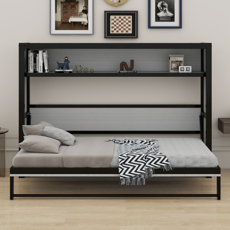 Lit escamotable avec tablettes Murphy, Gris
