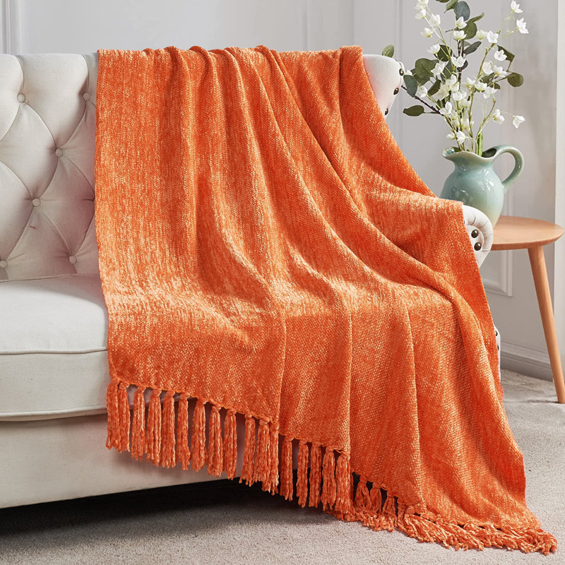 Jeté tricoté en cristal et chenille, Flamme, L 80 po x l 60 po
