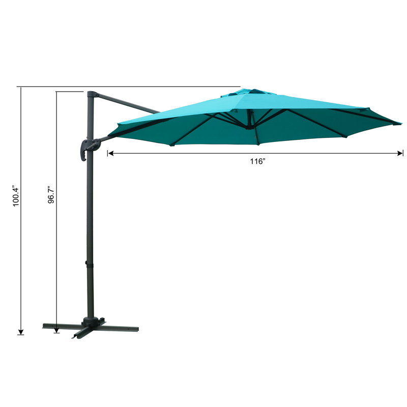 Parasol en porte-à-faux , Bleu sarcelle