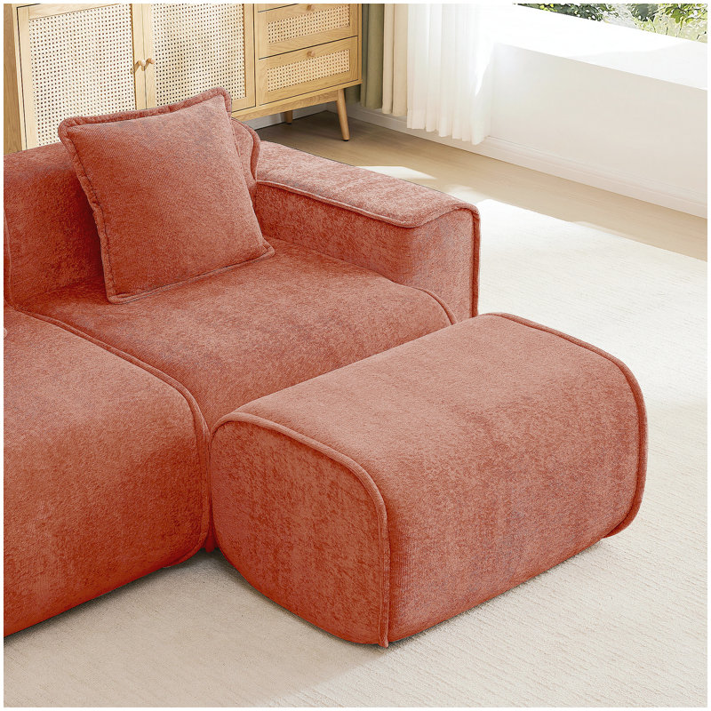 Repose-pieds Harrison - rouge velours, Red