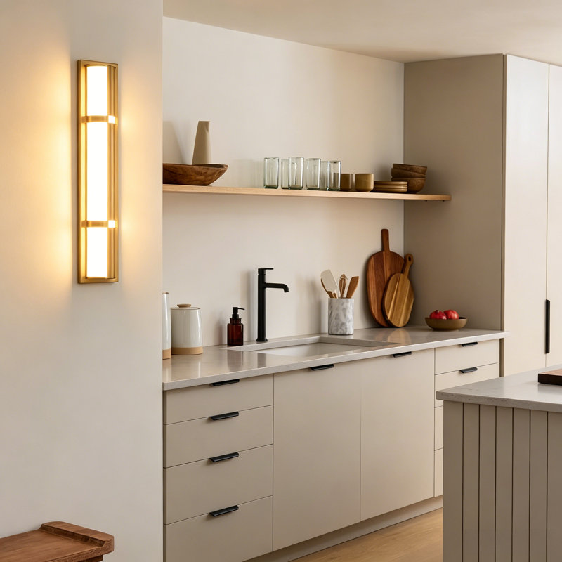 Vellin 1-Light Transitional LED Linear Tube Wall Sconce (25W, 26"), Brushed Gold