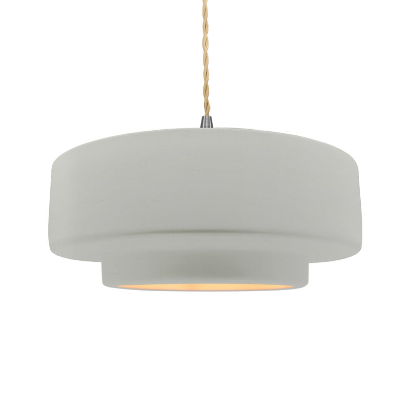 Luminaire suspendu à 1 lumière Meydan, H 6 po x l 16,25 po x P 16,25 po, Blanc mat / or champagne, Nickel brossé