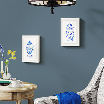 « vison bocaux diptych », reproduction de peinture à l’aquarelle encadrée 2 pièces