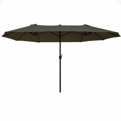 Outsunny Extra Large 15Ft Patio Umbrella, Double-Sided Outdoor Umbrella With Crank Handle And Air Vents For Backyard, Deck, Pool, Market, Gray