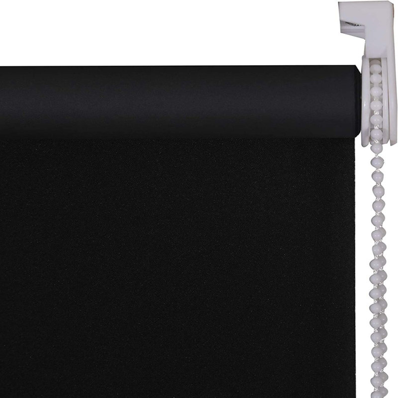 Indoor Blackout Trimmable Roller Blind – Custom Fit Window Shade with Light Control & Privacy, 165cm L x 60cm W, Black