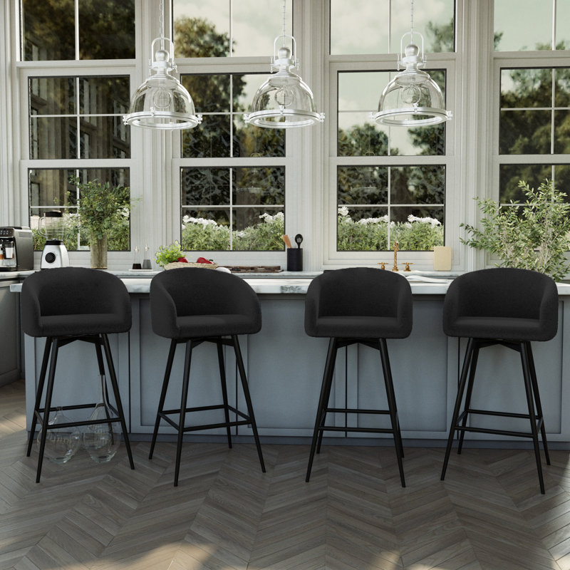 Tabouret de bar pivotant rembourré, Noir, 2