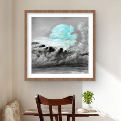 Blue Clouds - Shapes Bathroom Framed Matted Print for Decor
