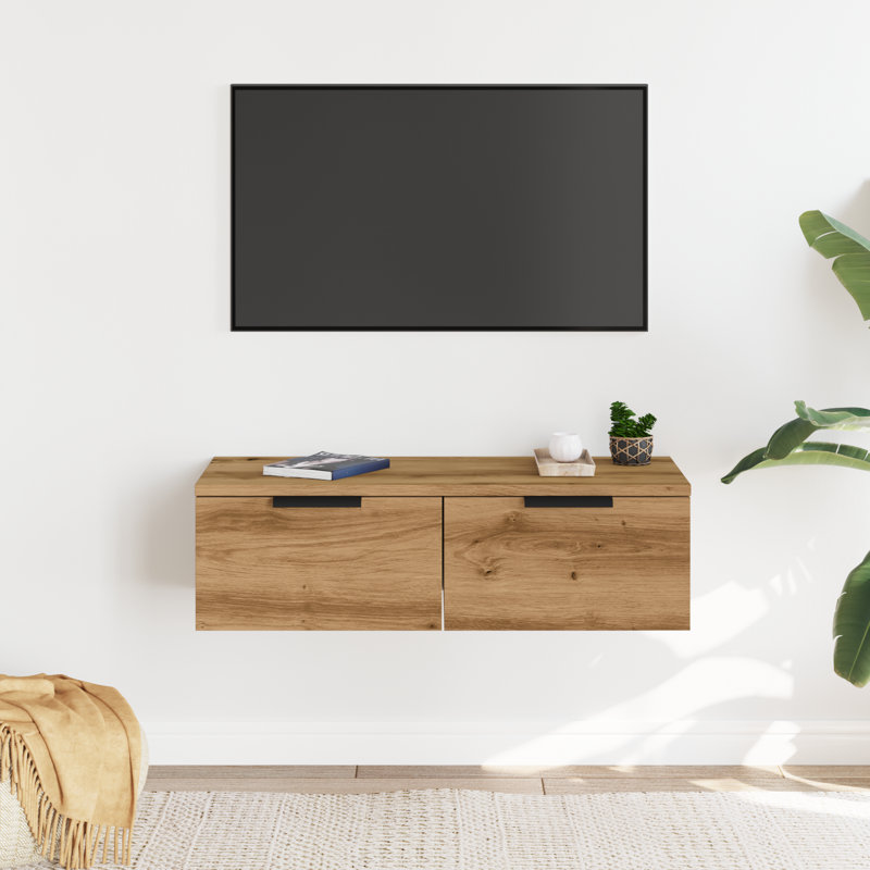 Izzey Unfinished Accent Cabinet with Fireplace Included, Artisan oak