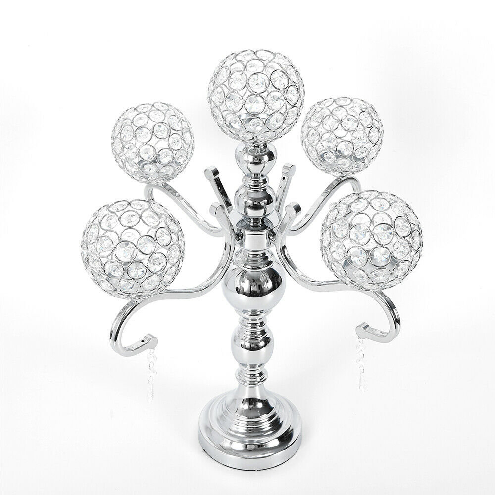21.67'' H 5-Heads Crystal Tabletop Candelabra Rosdorf Park 