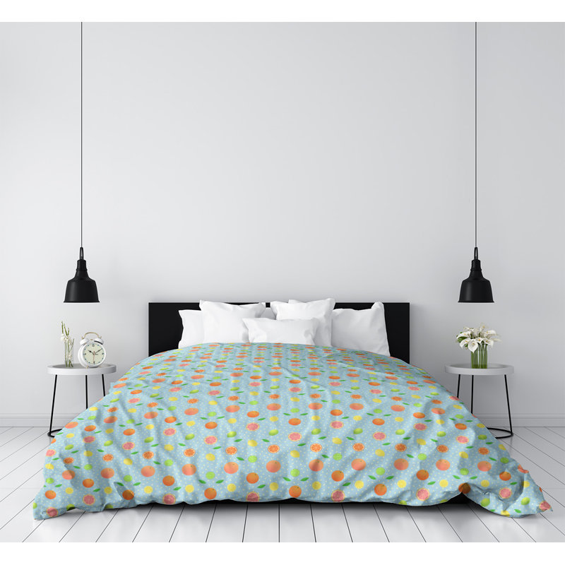 Housse de couette simple Katelyn Elizabeth, Housse de couette pour très grand lit, Microfibre, Noir / orange / jaune
