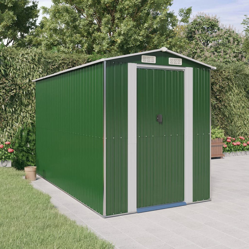  Steel Traditional Storage Shed, Green, 75.6" W x 205.9" D