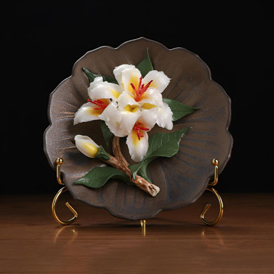 Assiette à fleurs en céramique Artisan