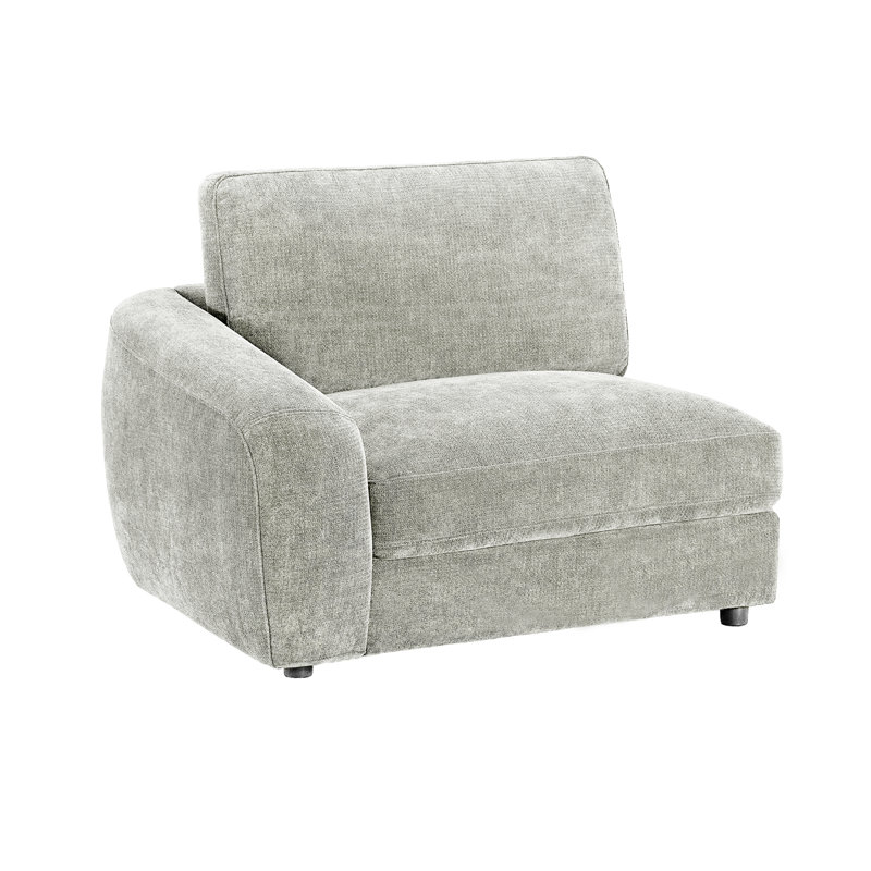 5-Piece Left-Armrest Corner Sectional with Right Curved Deep Seat, Light Gray Polyester