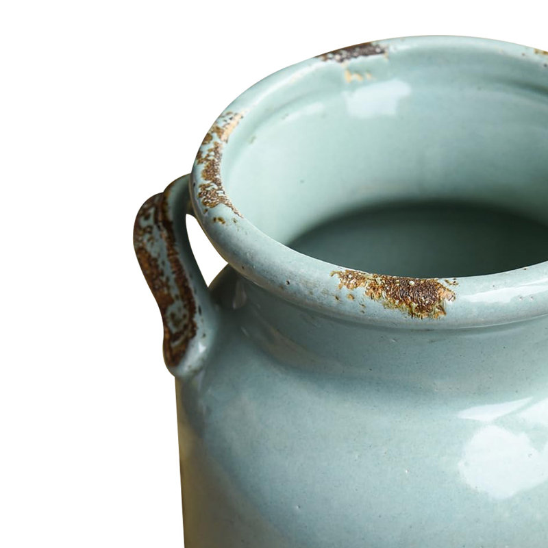 Vase de ferme rustique en céramique, vase à fleurs décoratif, vase Boho pour la décoration intérieure, Vert