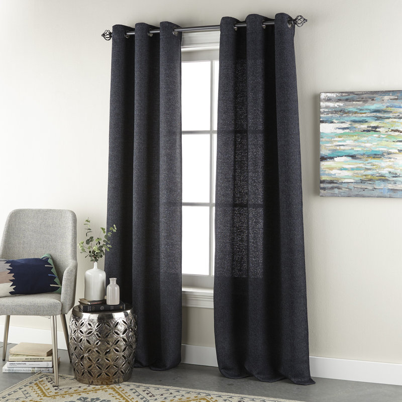 Constantine Room Darkening Curtain Pair, 37" W x 84" L, Navy