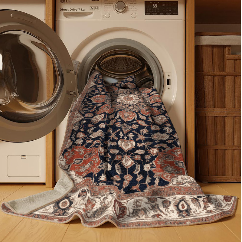 Machine Washable Persian Brown Area Rug, Rectangle 4' x 6'
